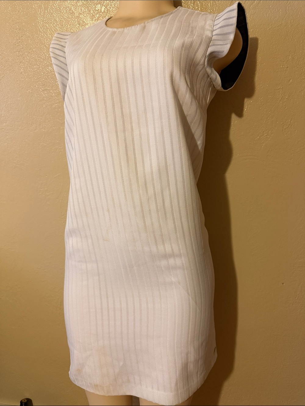 A/X Armani Exchange White Ribbed Cap-Sleeve Mini Dress